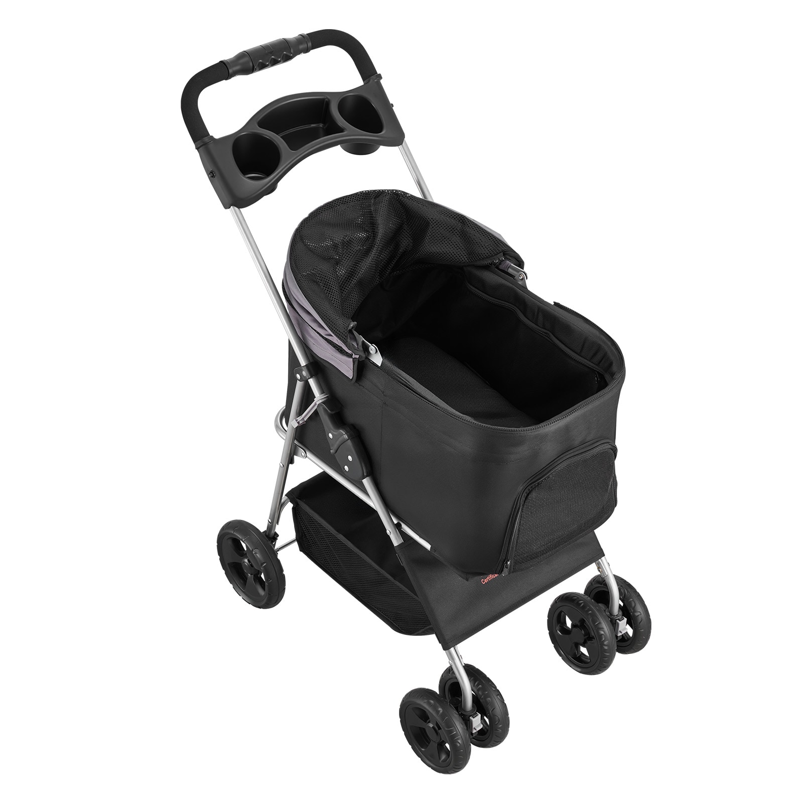 Pet Stroller Foldable 4 Wheels Dog Stroller Detachable Carrier Up To 35lbs_voghion.com